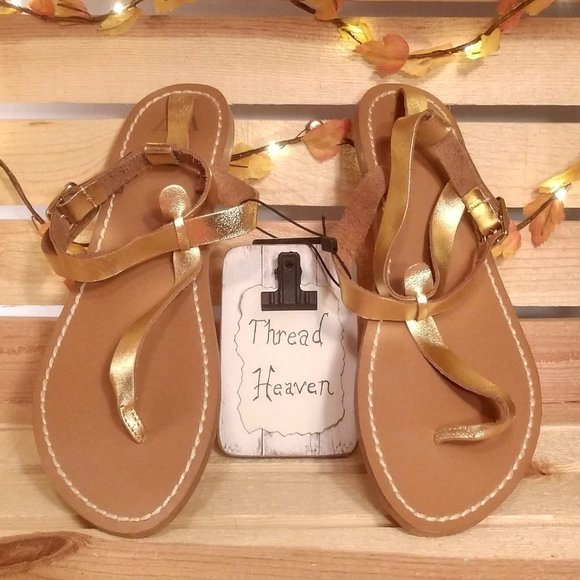 Zara Gold Gladiator Flat Sandals
